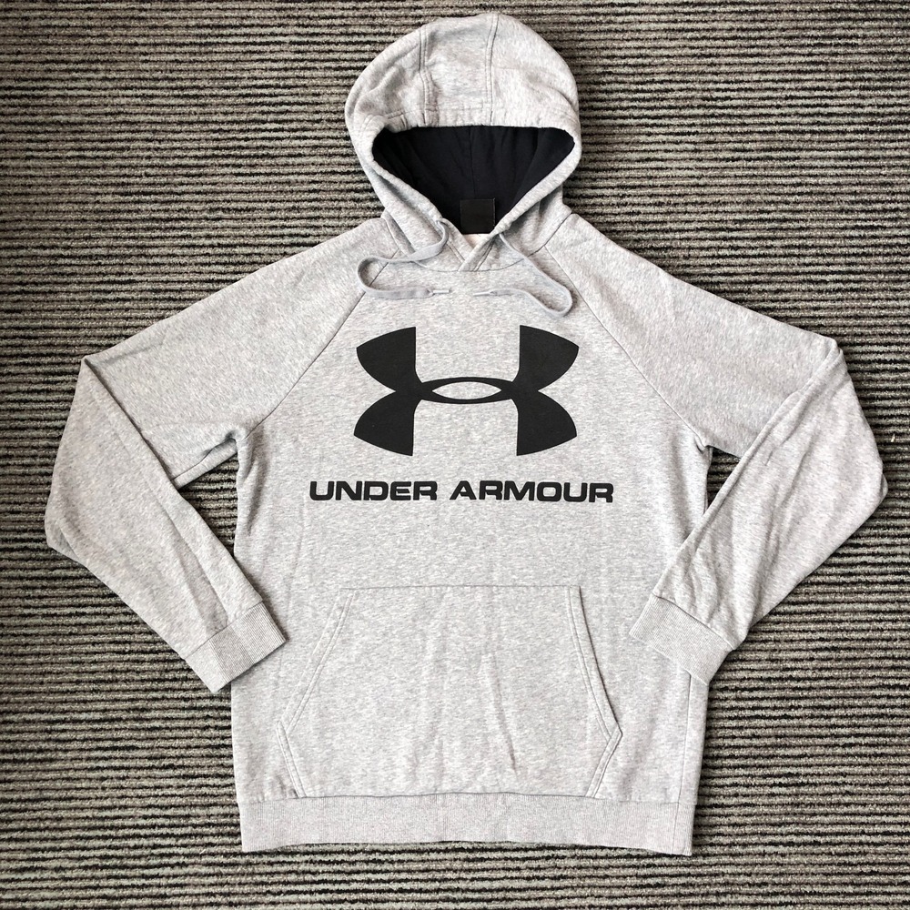 Under Armour Hoodie Mens Medium Gray Pullover Loose Athletic Pocket Sweatshirt